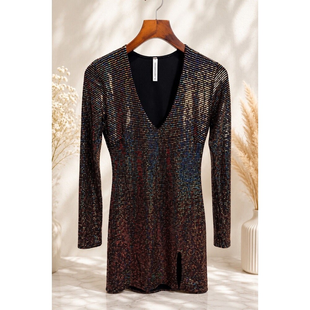 Chocolate U.S.A. Metallic Sparkly Bodycon Mini Dress - Size M